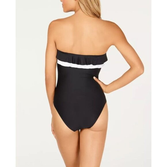 Tommy Hilfiger 6 One-Piece Swimwear Strapless Bandeau Swimsuit Contrast Ruffle - Picture 9 of 12